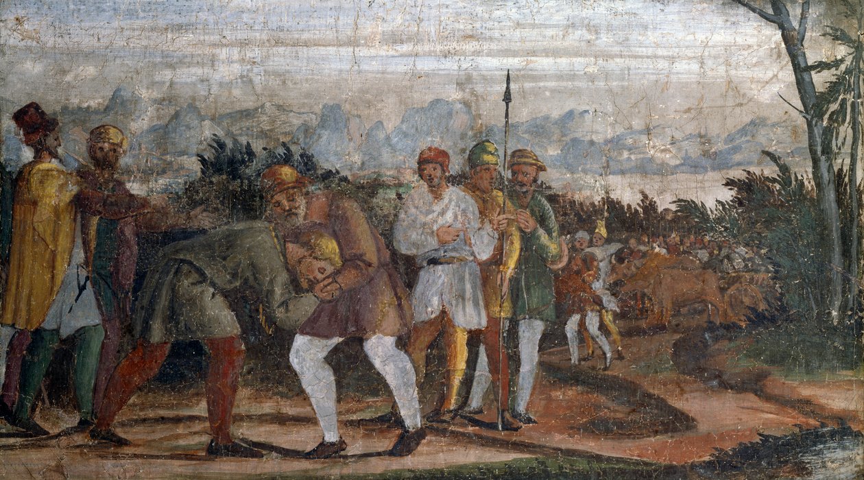 Kohtaus tuhlaajapojan elämästä, kirjoittaja Lelio Orsi (1511-1587), Rocca di Novellara, Emilia-Romagna, Italia od Lelio Orsi da Novellara