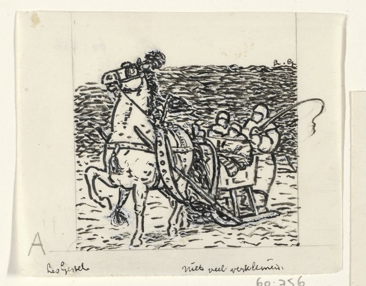 Sáně tažené koněm od Leo Gestel (signed by artist)