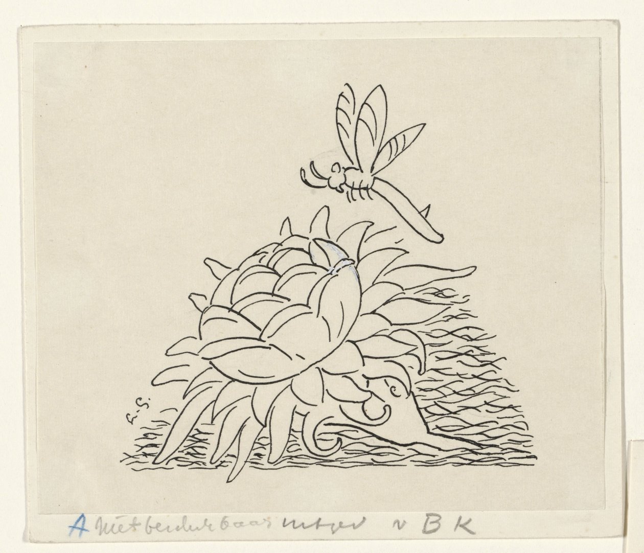 Květina s vážkou od Leo Gestel (signed by artist)