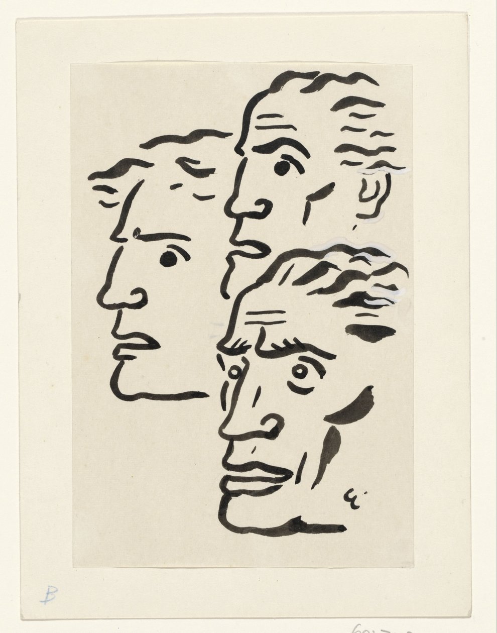 Tři mužské tváře od Leo Gestel (signed by artist)