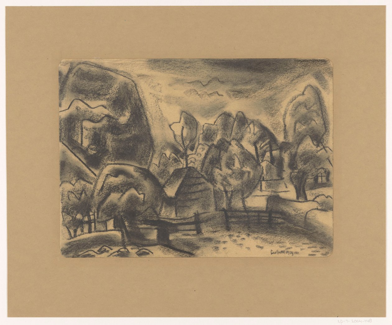 Krajina s farmou mezi stromy od Leo Gestel (signed by artist)