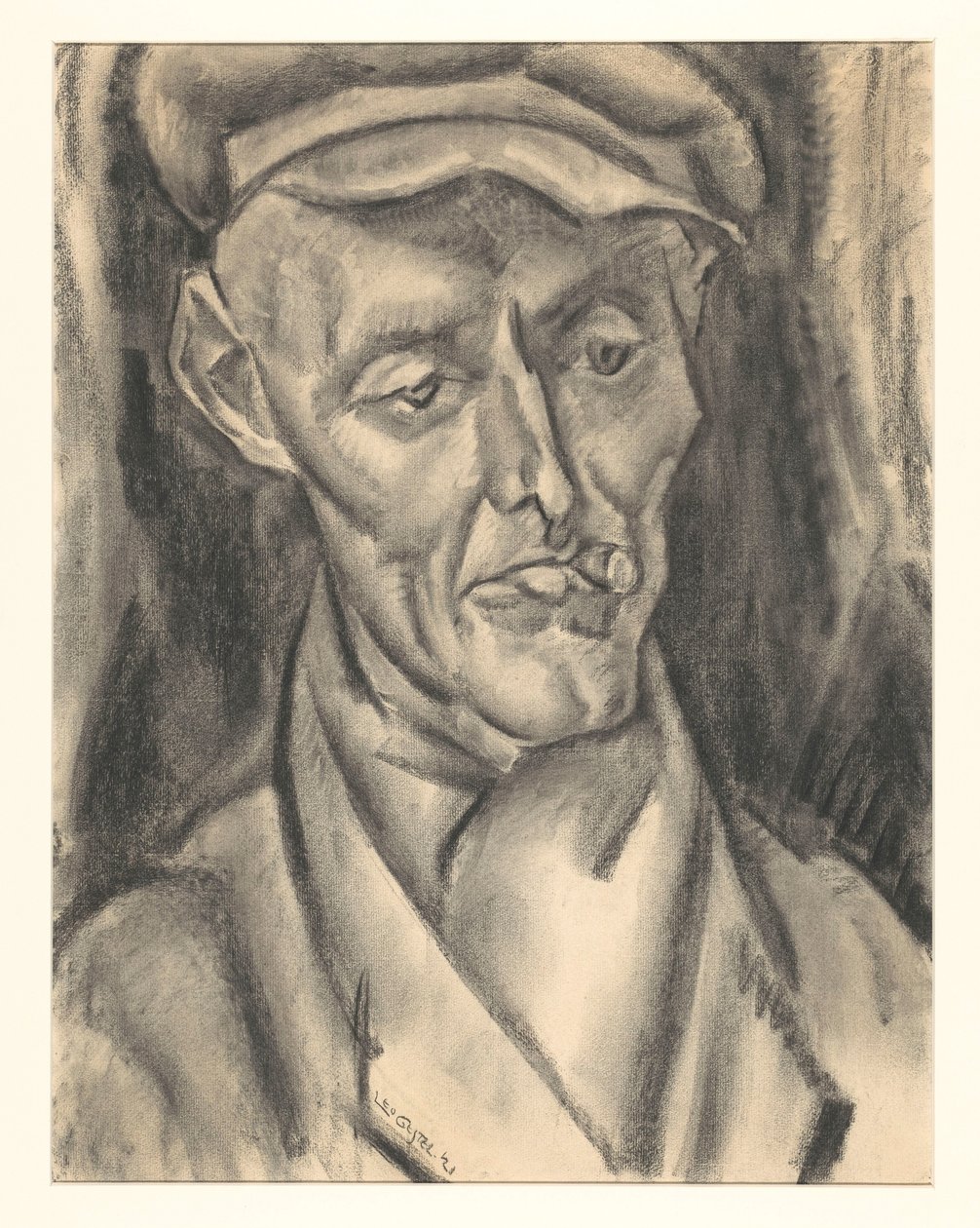 Muž s čepicí a doutníkem od Leo Gestel (signed by artist)