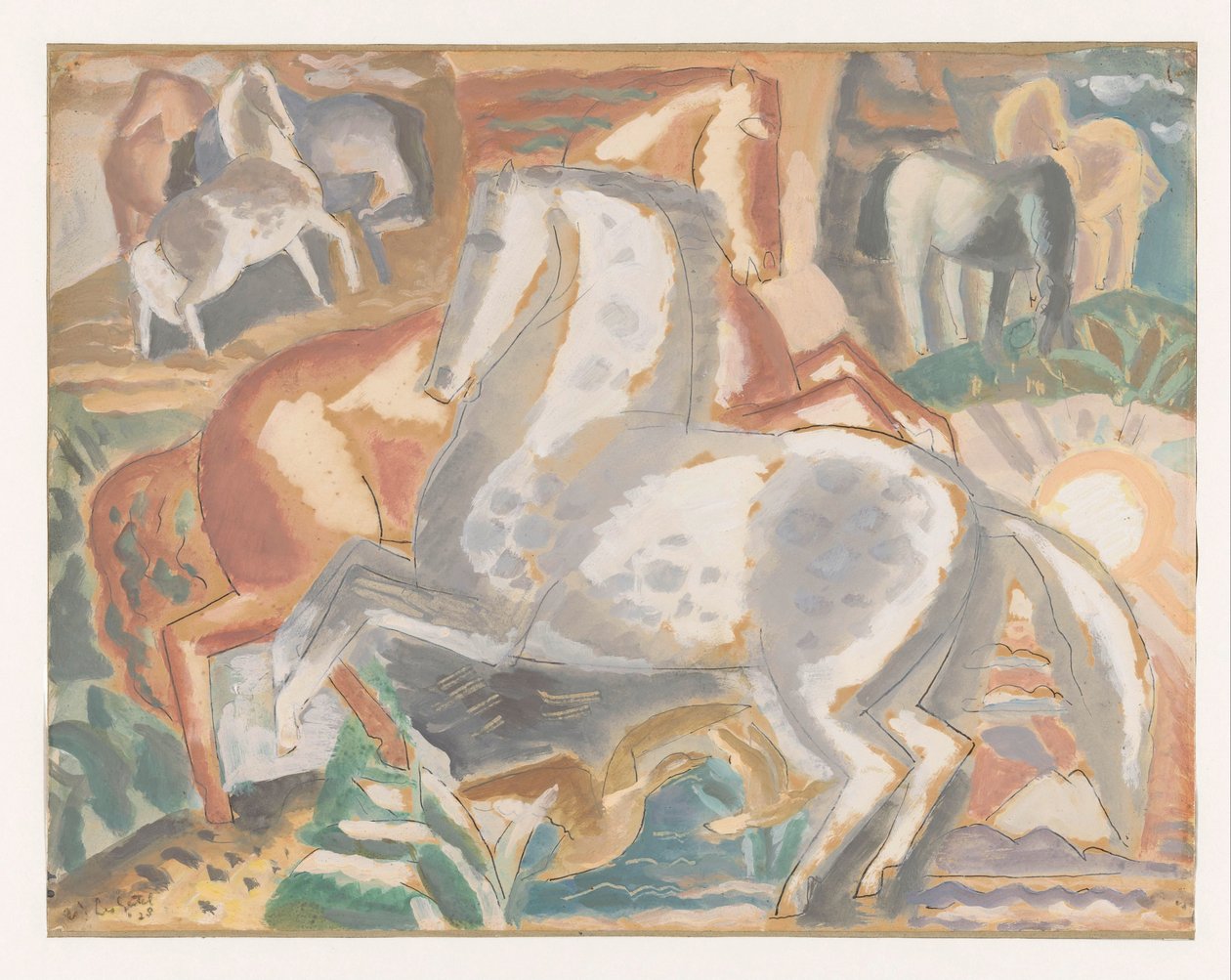 Koně v krajině od Leo Gestel (signed by artist)