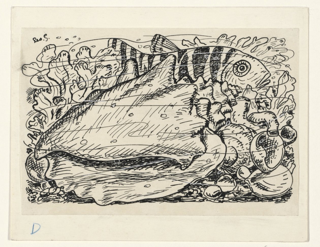 Ryby a skořápky ve vodě od Leo Gestel (signed by artist)