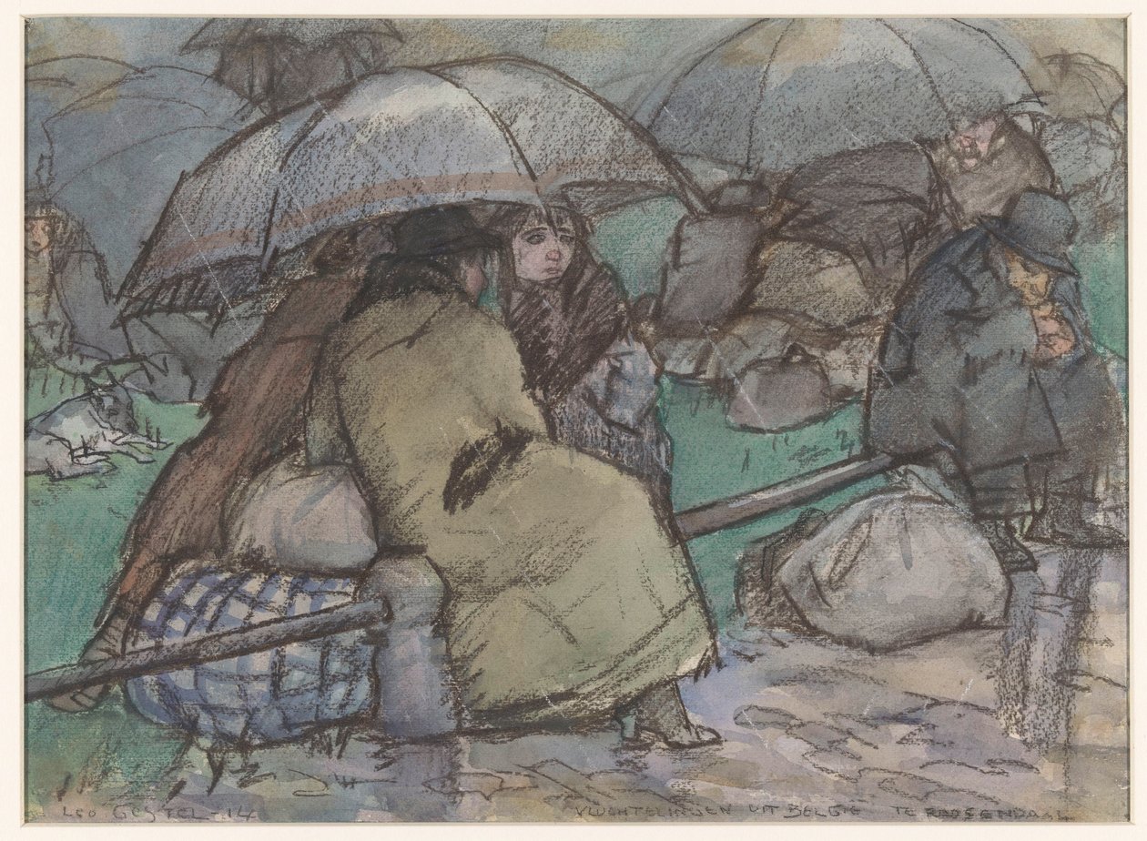 Uprchlíci z Belgie v Roosendaal (původní název na objektu) od Leo Gestel (signed by artist)