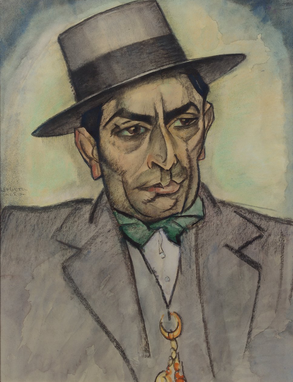 Muž ve španělském kostýmu, c. 1914 (uhl, pastel a akvarel na papíře) od Leo Gestel