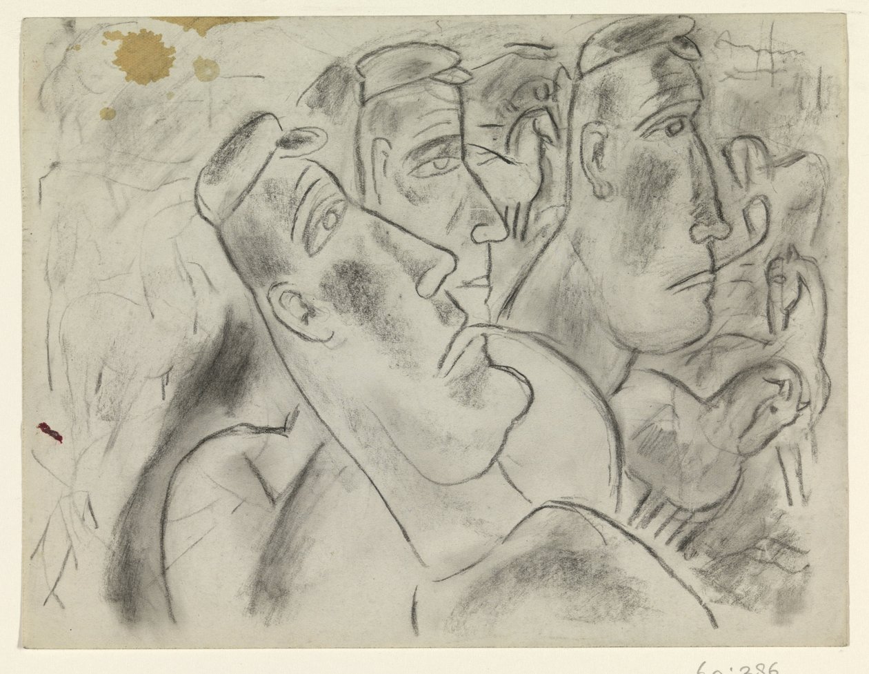 Tři farmáři na louce s koňmi od Leo Gestel
