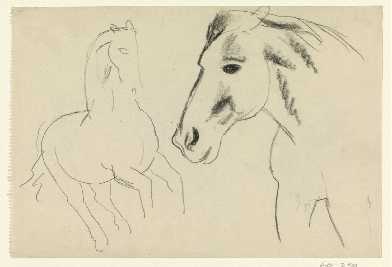 Cválající kůň a koňská hlava od Leo Gestel