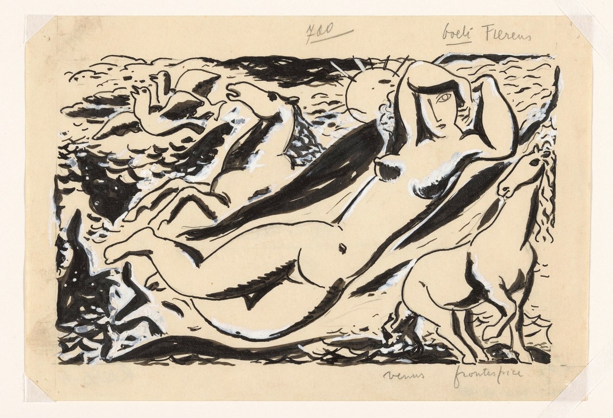 Ležící žena se dvěma koňmi od Leo Gestel