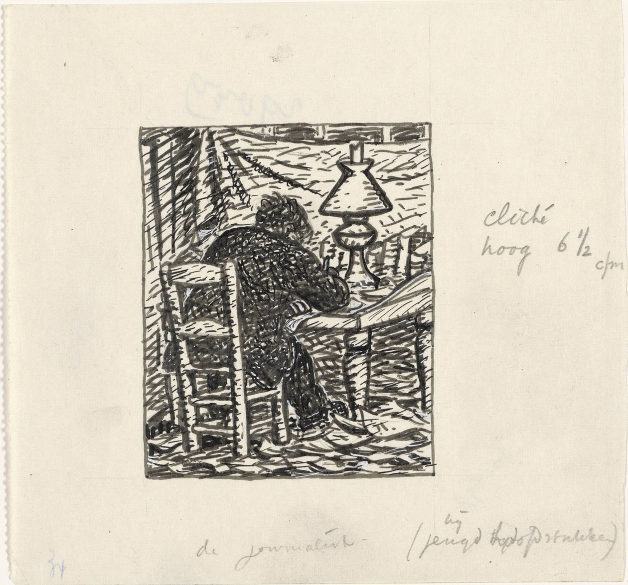 Muž píše u stolu od Leo Gestel
