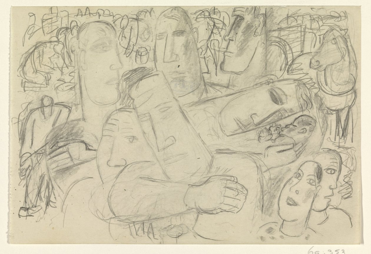 Lidé, tváře a kůň od Leo Gestel