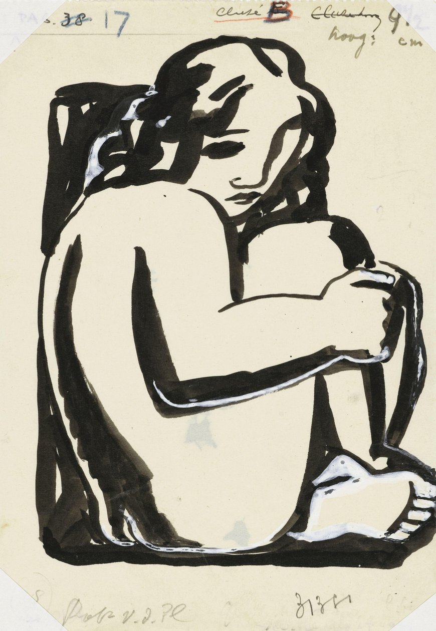 Nahá sedící žena s ohnutými koleny (náčrt) od Leo Gestel