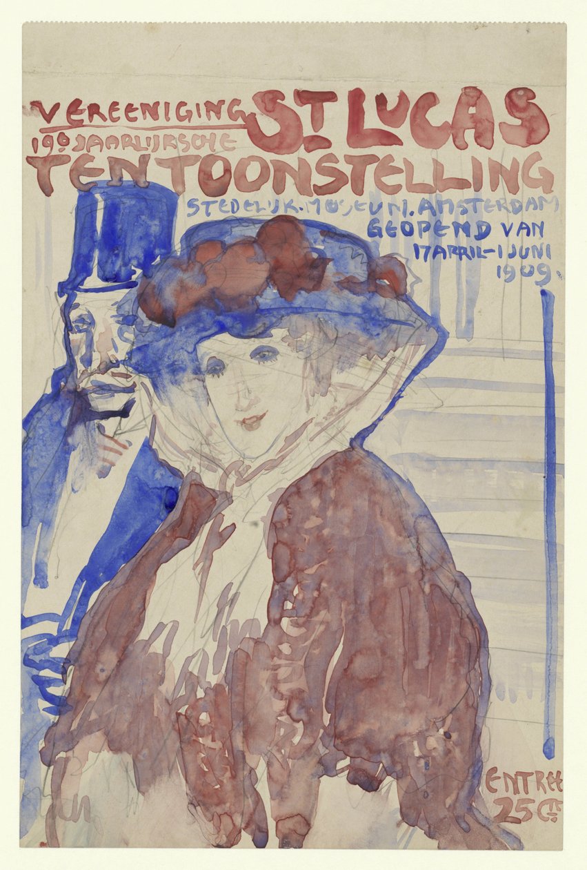 Návrh plakátu 19. ročníku výstavy Vereening St. Lukas v muzeu Stedelijk v Amsterdamu od Leo Gestel