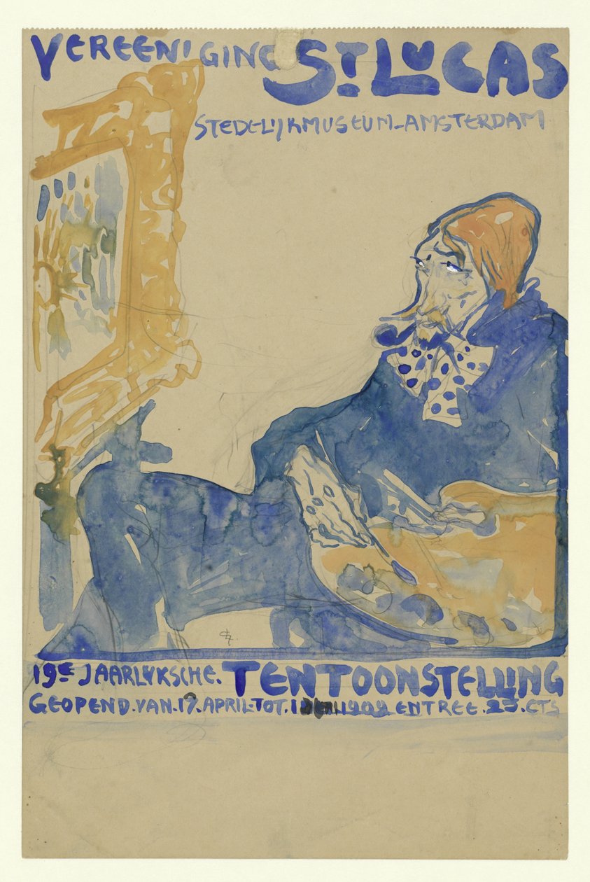 Návrh plakátu 19. ročníku výstavy Vereening St. Lukas v muzeu Stedelijk v Amsterdamu od Leo Gestel