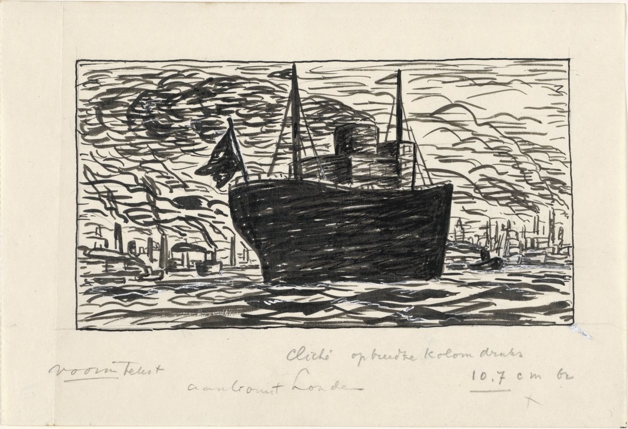 Loď vplouvá do londýnského přístavu (název na objektu) od Leo Gestel