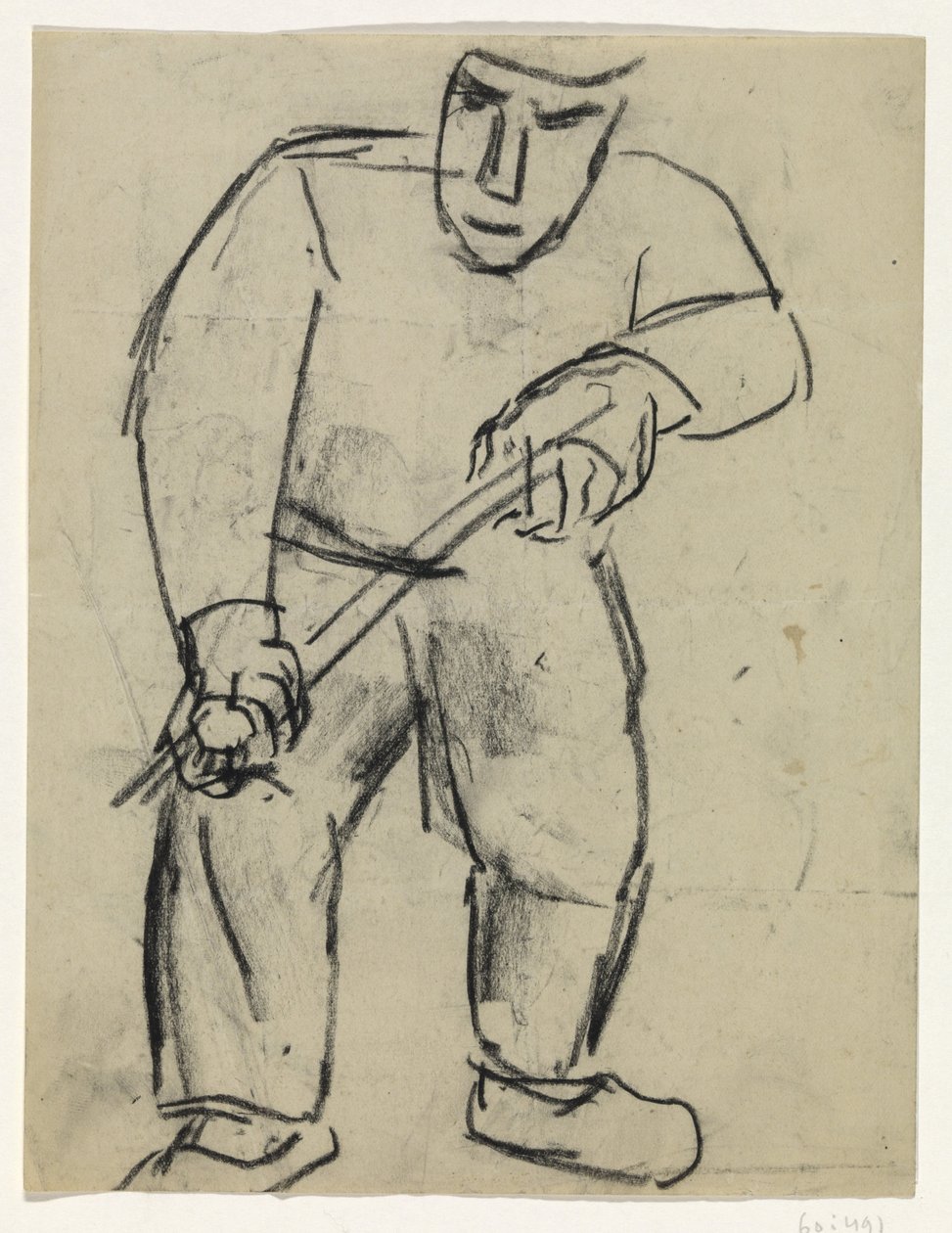 Stojící muž s holí v rukou od Leo Gestel