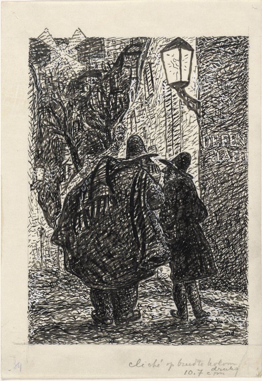 Dva muži na ulici ve tmě od Leo Gestel