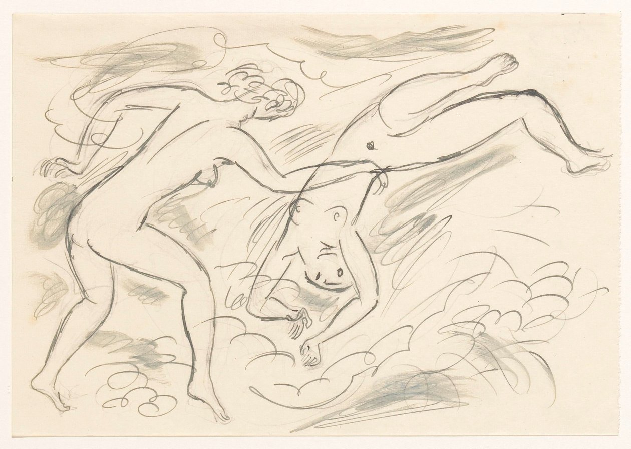 Dvě nahé ženy plavání od Leo Gestel