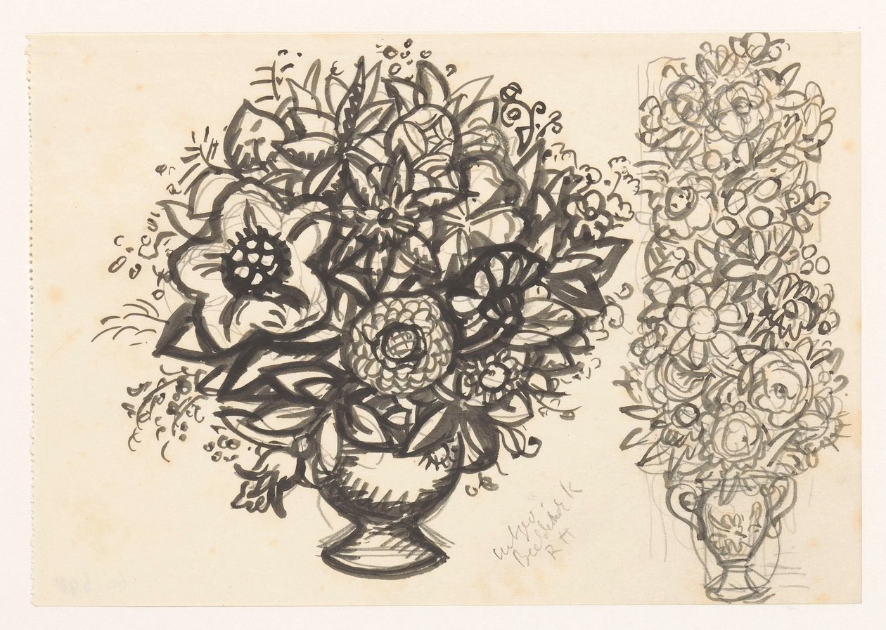 Dvě vázy s květinami od Leo Gestel