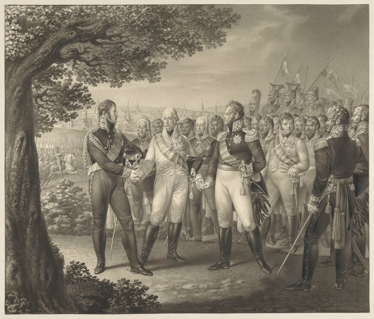 První setkání spojeneckých panovníků s jejich ministry v Praze, 18. srpna 1813 od Leo Wolf