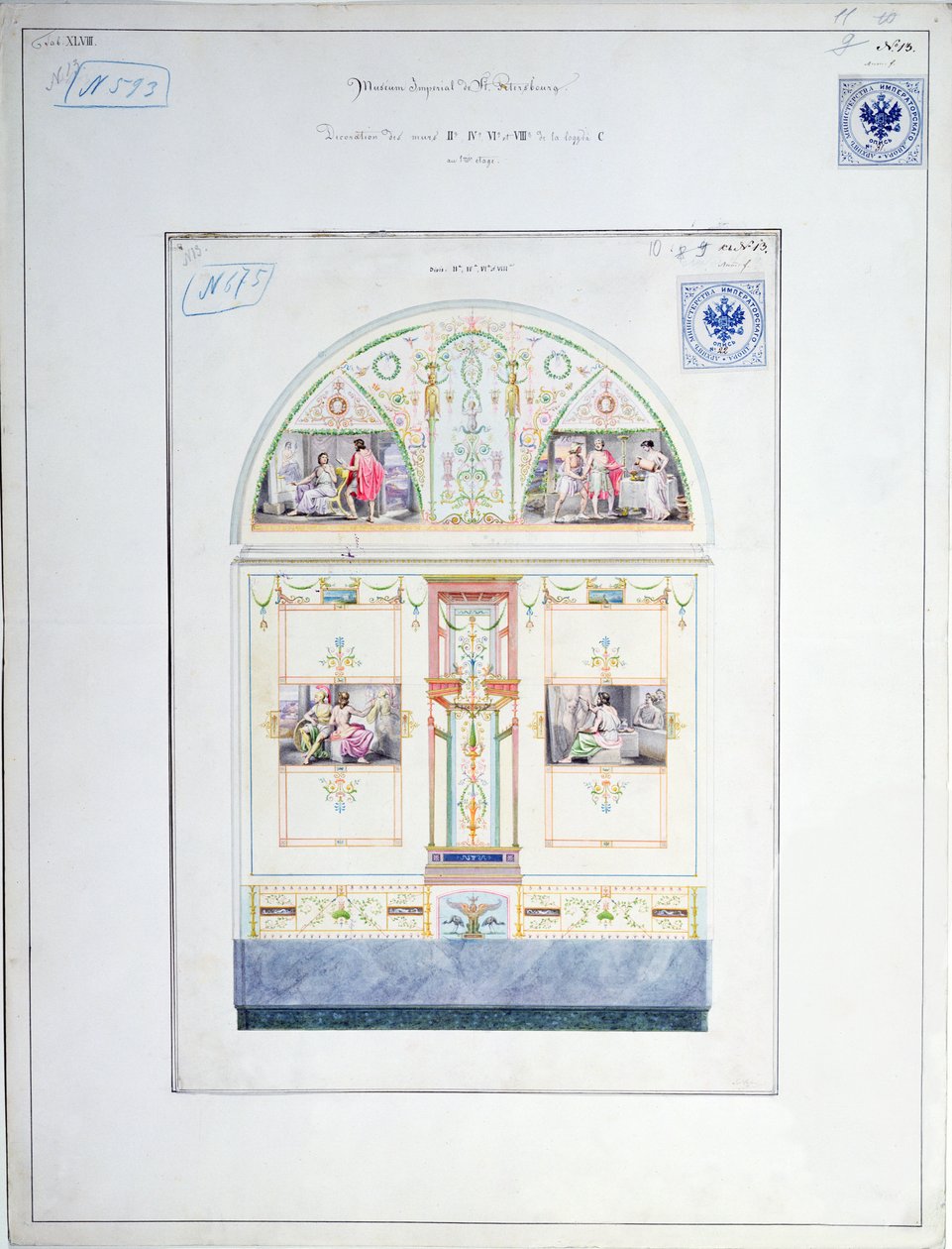 Nástěnná malba pro Ermitáž, St. Petersburg, kolem roku 1840 od Leo von Klenze