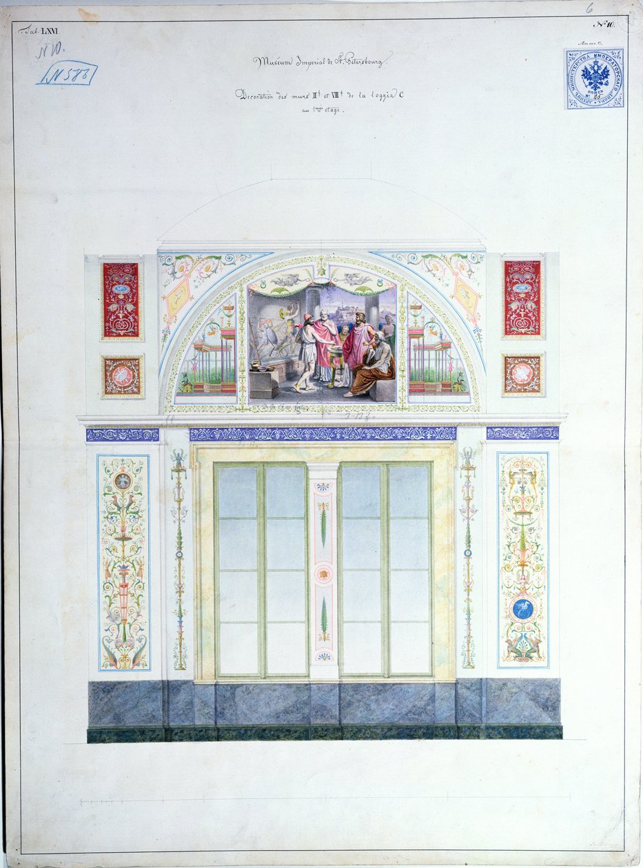 Nástěnná malba pro Ermitáž, St. Petersburg, kolem roku 1840 od Leo von Klenze