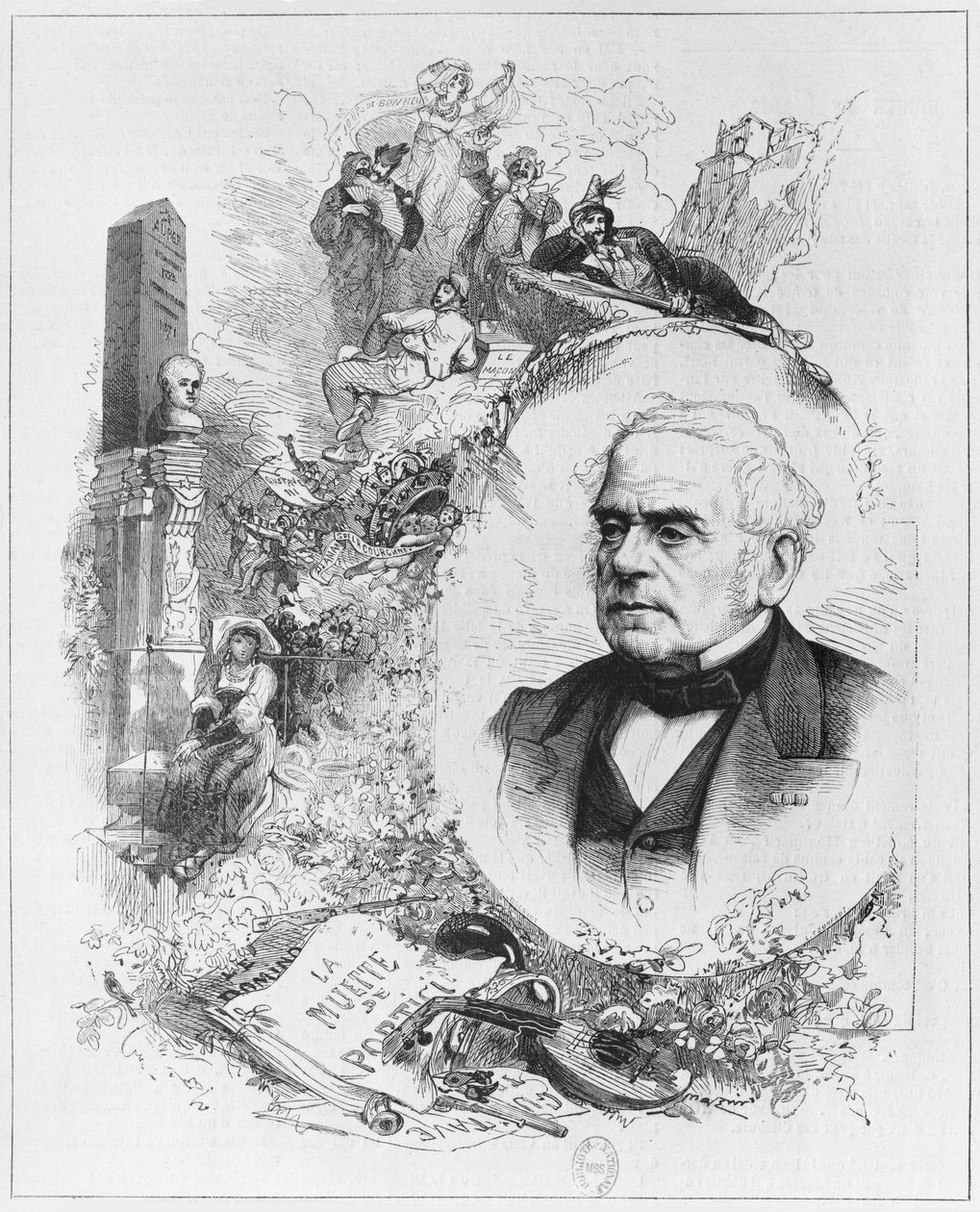 Esprit Auber (1782-1871) (černobílá fotografie) od Leon Alexandre Tourfaut