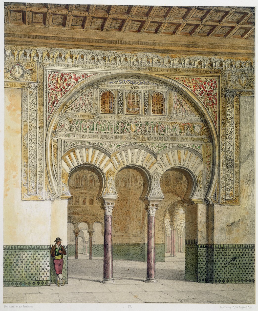 Galerie Lvího dvora v Alhambře, Granada, 1853 od Leon Auguste Asselineau