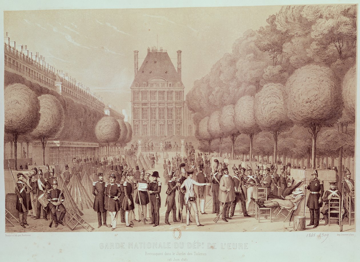 Národní garda z Eure tábořila v Tuileries Garden, 26. června 1848 od Leon Auguste Asselineau