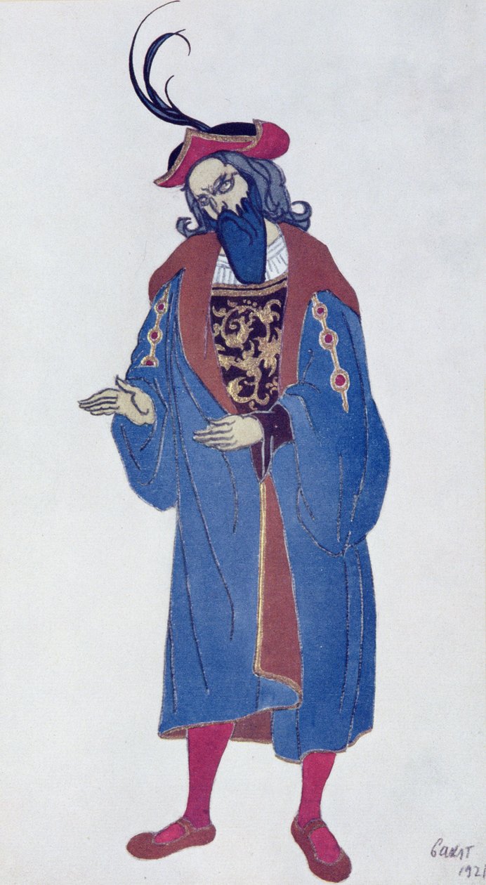 Kostýmní návrh pro Modrovouse, ze Šípkové Růženky, 1921 od Leon Bakst