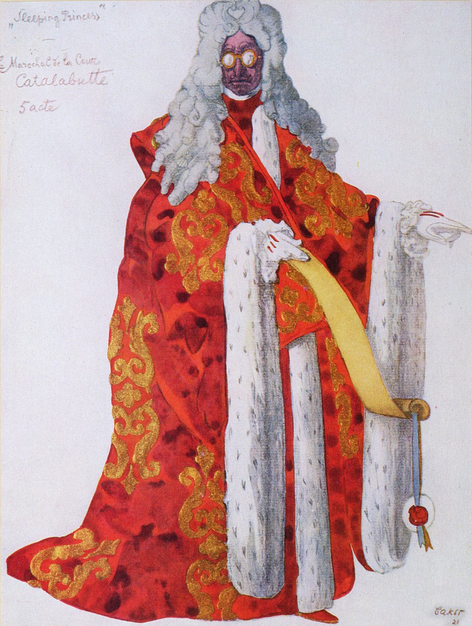 Návrh kostýmů pro Maršála Cantalabutta z filmu Šípková Růženka, 1921 od Leon Bakst