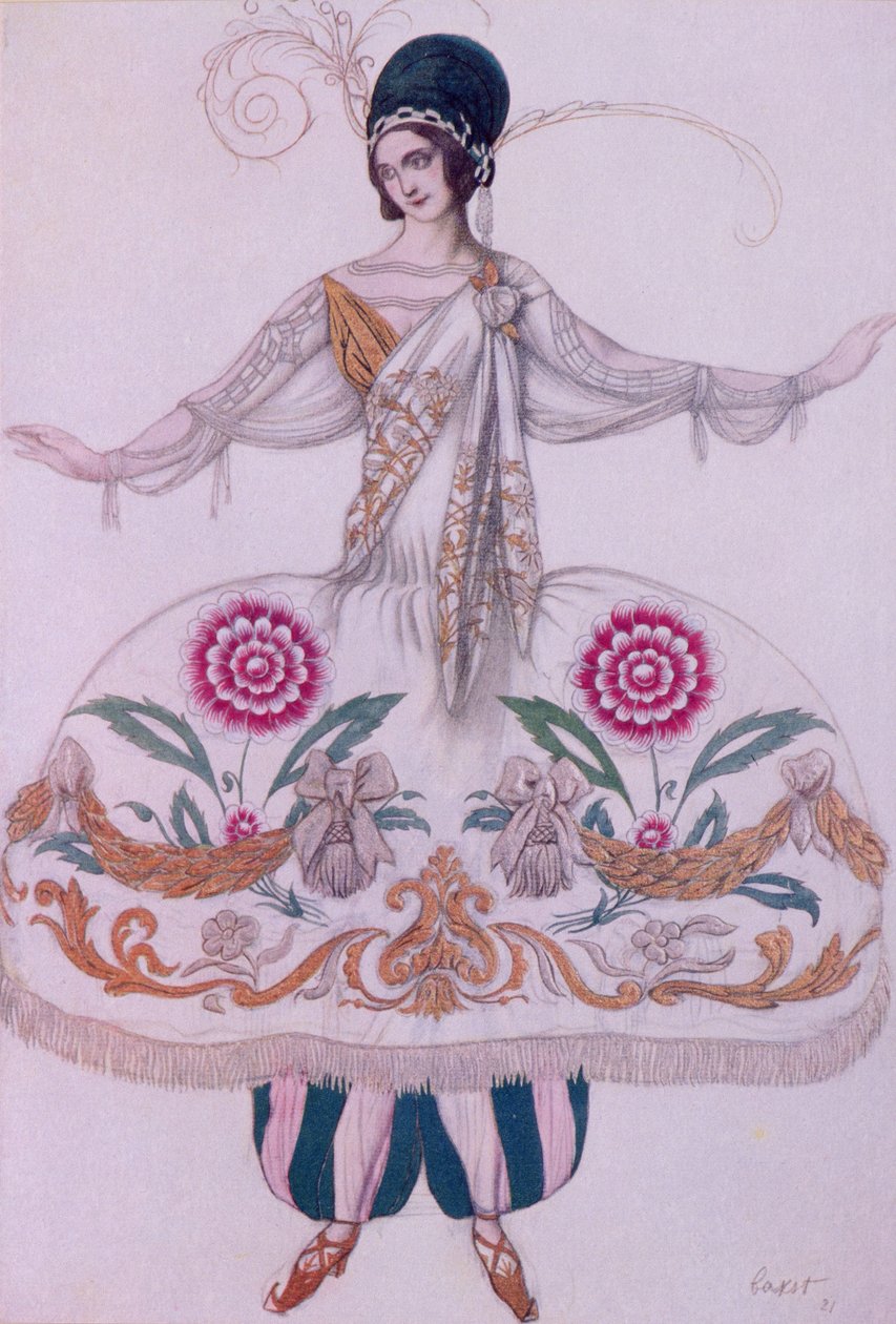 Kostýmní návrh pro Šeherezádu, ze Šípkové Růženky, 1921 od Leon Bakst