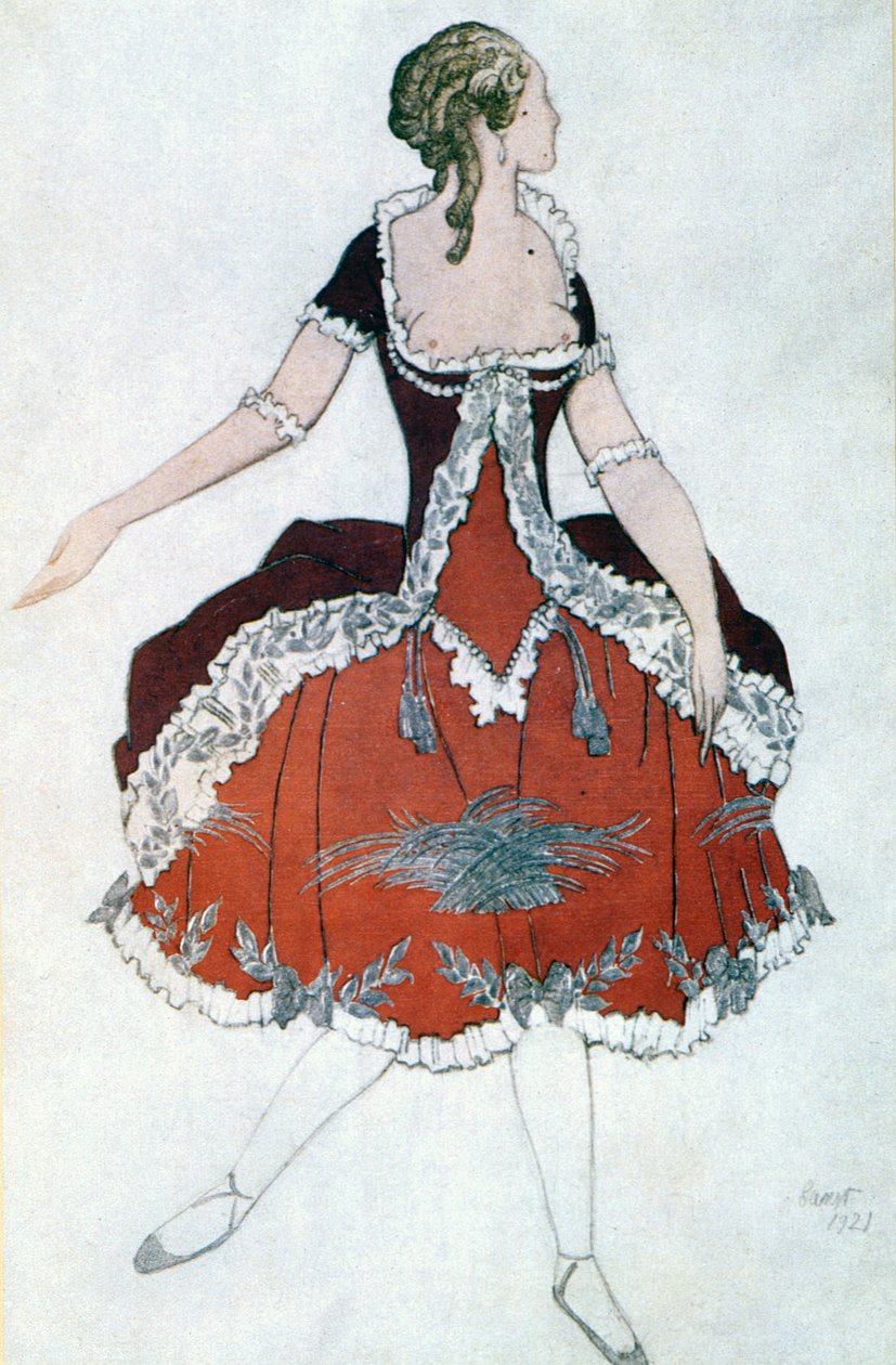 Kostýmní návrh pro princeznu Auroru, ze Šípkové Růženky, 1921 od Leon Bakst