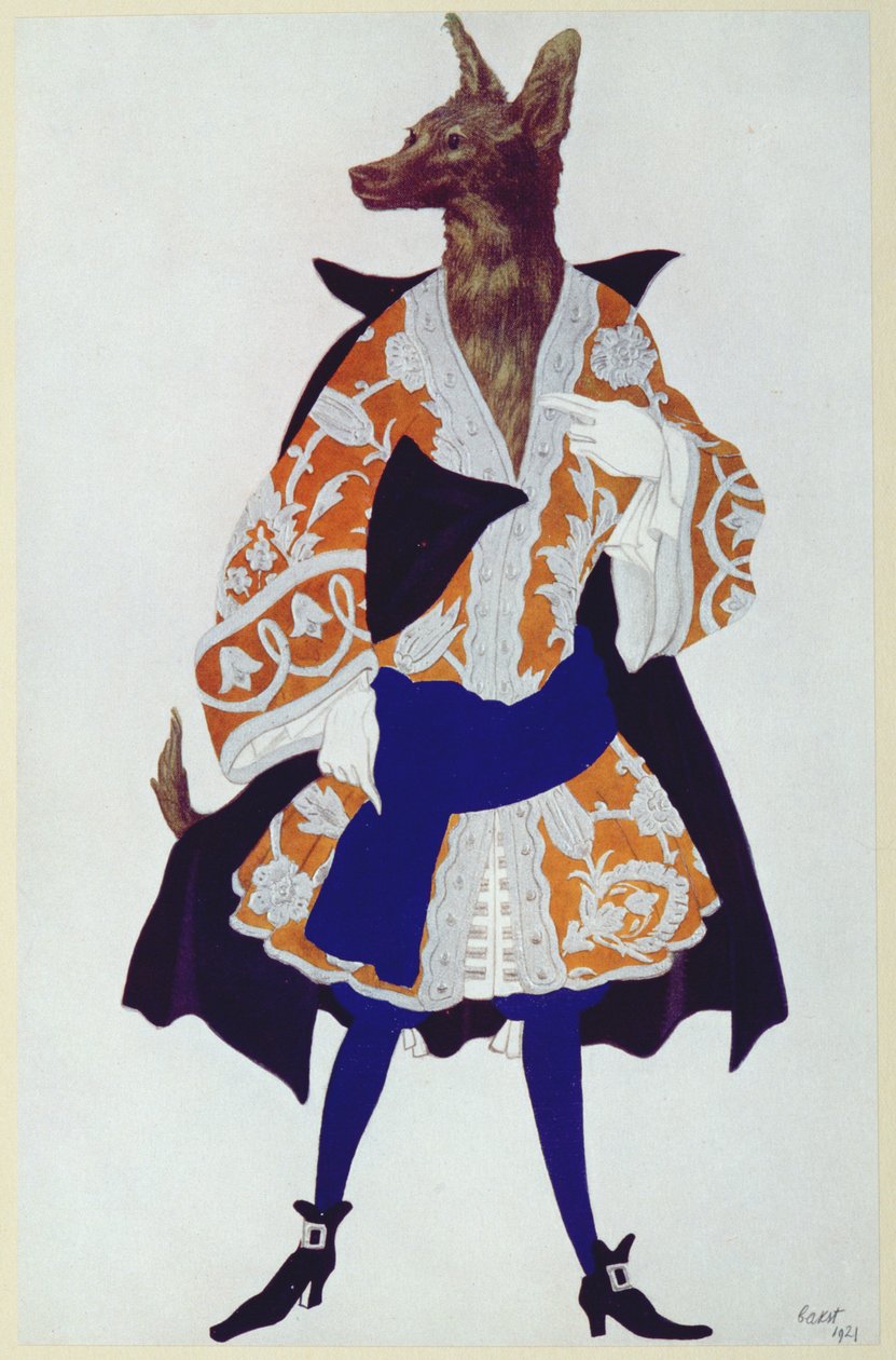 Kostýmní návrh pro Vlka ze Šípkové Růženky, 1921 od Leon Bakst