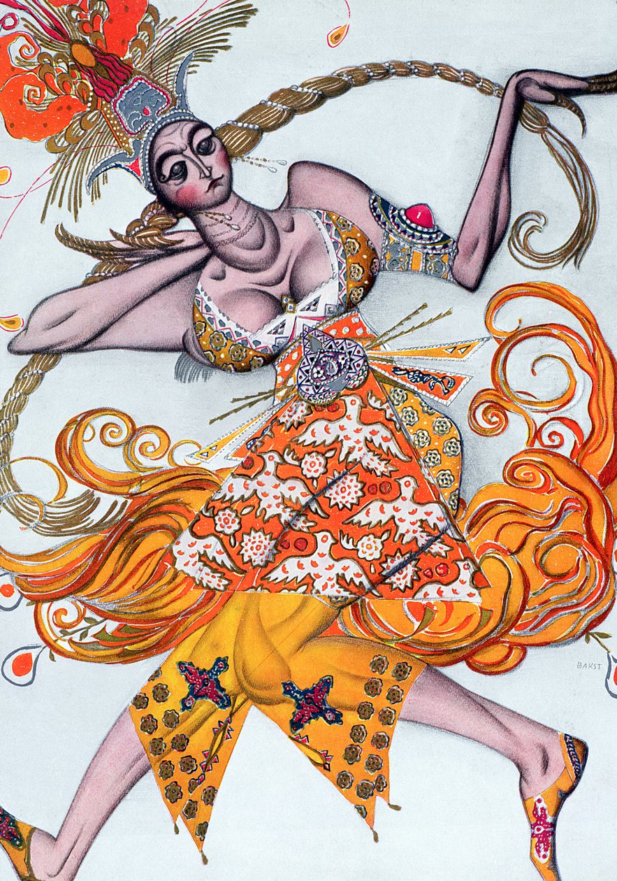 Návrh kostýmů pro pas de deux tančil na zahajovacím gala baletu Diaghilev v roce 1909 od Leon Bakst