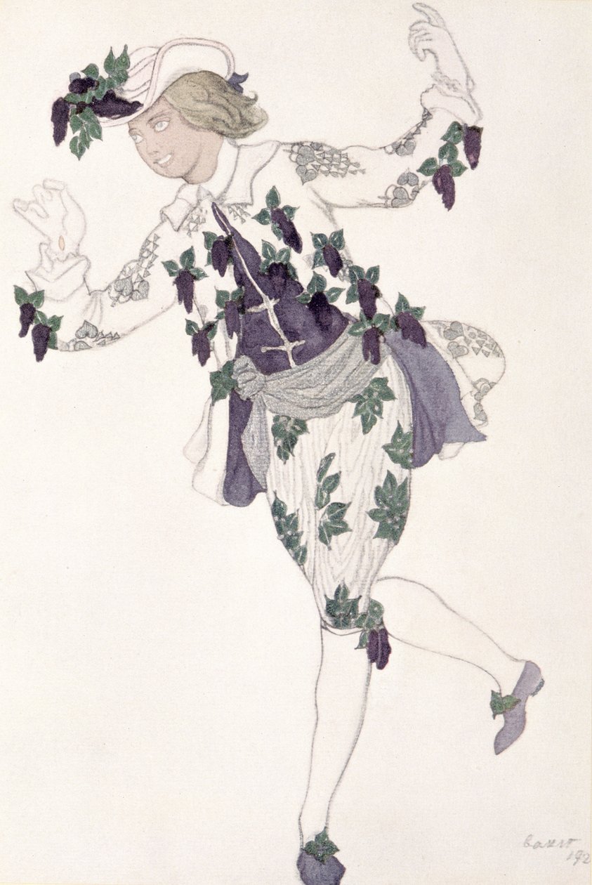 Kostýmní návrh pro Pageboy of the Fairy Lilac, ze Šípkové Růženky, 1921 od Leon Bakst