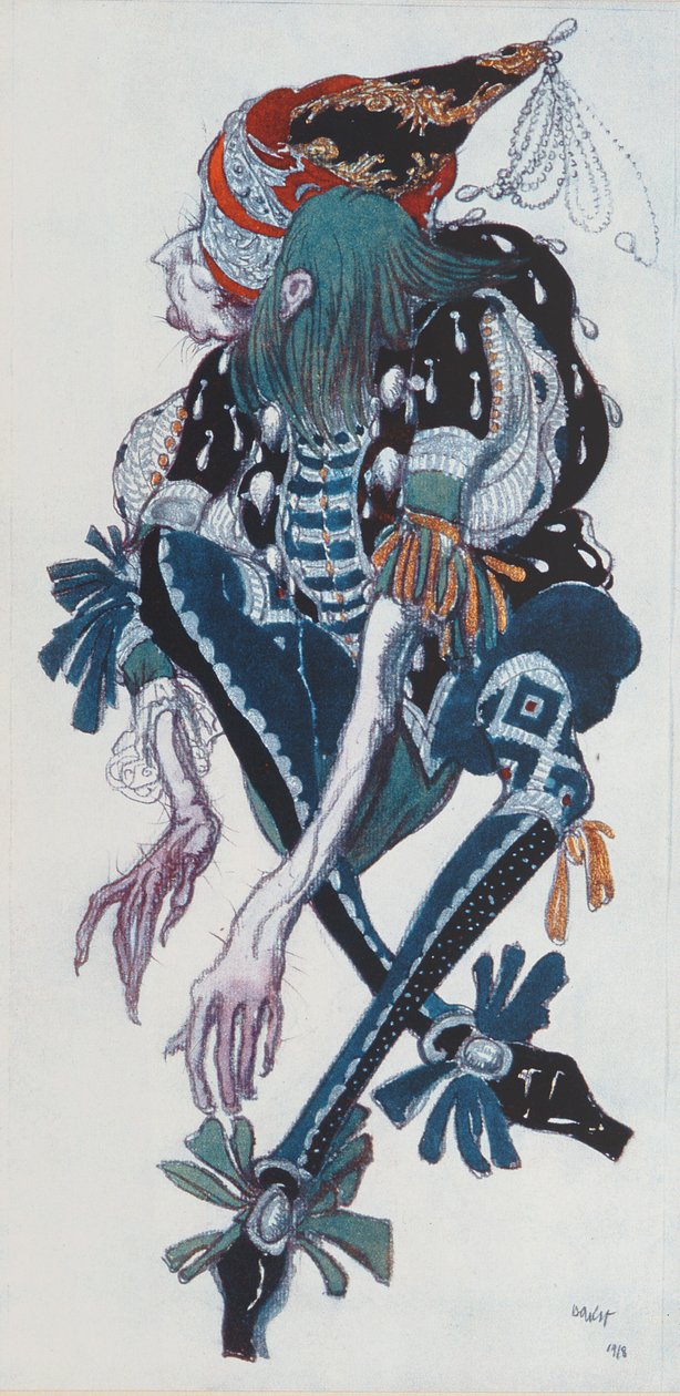 Kostýmní návrh pro páže zlé víly Carabosse ze Šípkové Růženky, 1918 od Leon Bakst