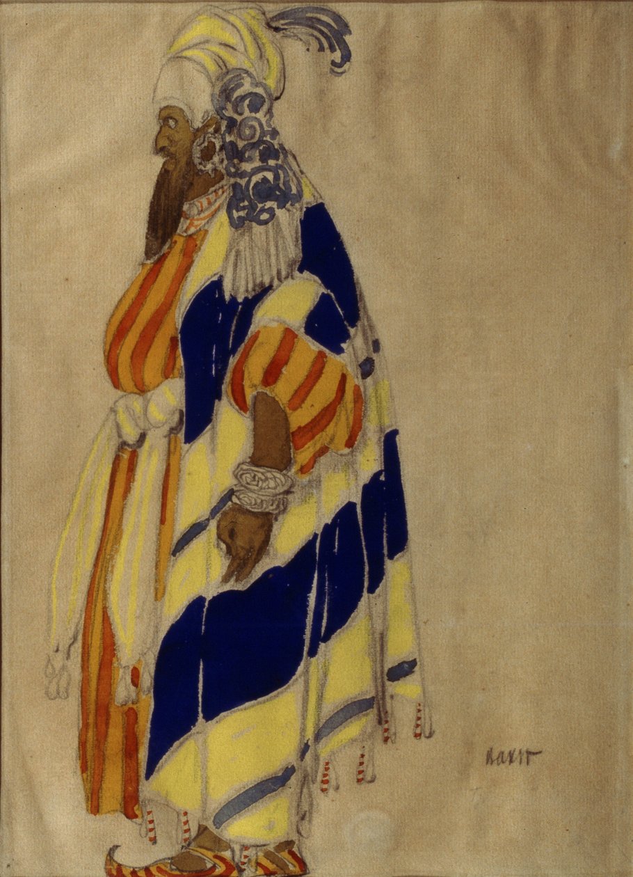 Návrh kostýmů pro balet Islamey od Mily Balakirev (tempera na papíře) od Leon Bakst