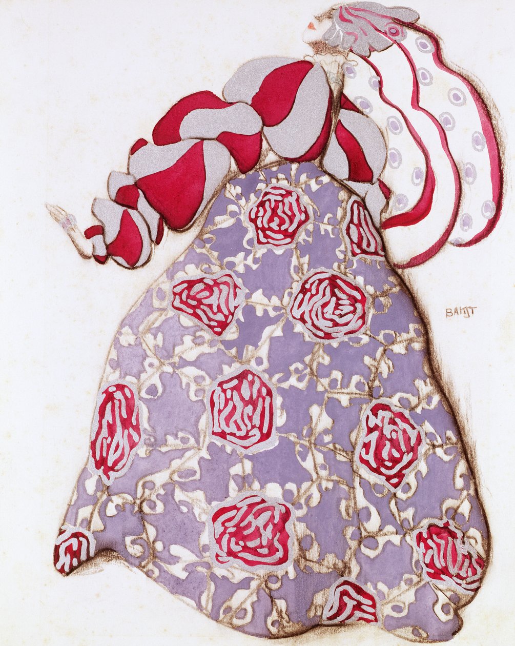 Návrh kostýmů pro balet La Legende de Joseph, 1914 (uhl a kvaš na papíře) od Leon Bakst