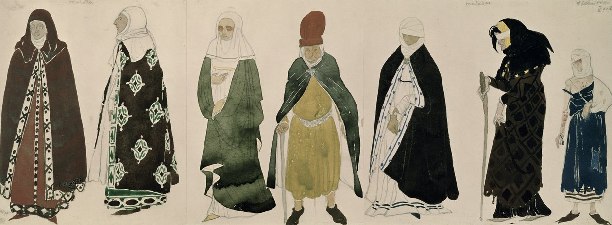 Kostýmy pro posly z filmu Umučení svatého Šebestiána, 1911 od Leon Bakst