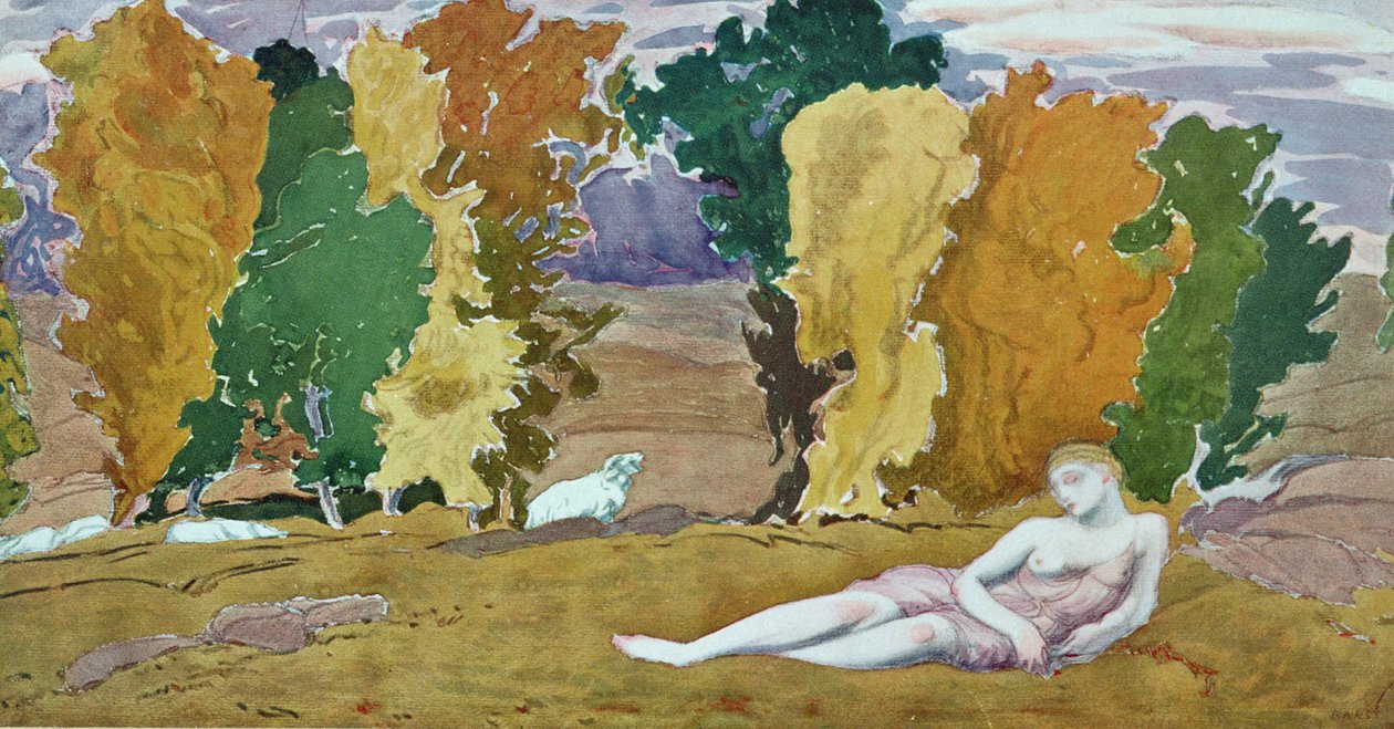 Design pro dekorativní panel, od Daphnis a Chloe, kolem roku 1912 od Leon Bakst