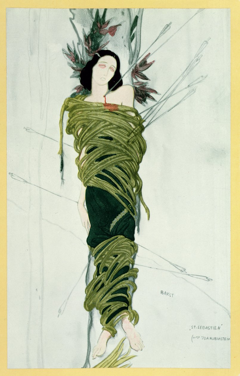 Ida Lvovna Rubinsteinová (asi 1885-1960) ve filmu Mučedník svatého Šebestiána, asi 1911-22 od Leon Bakst