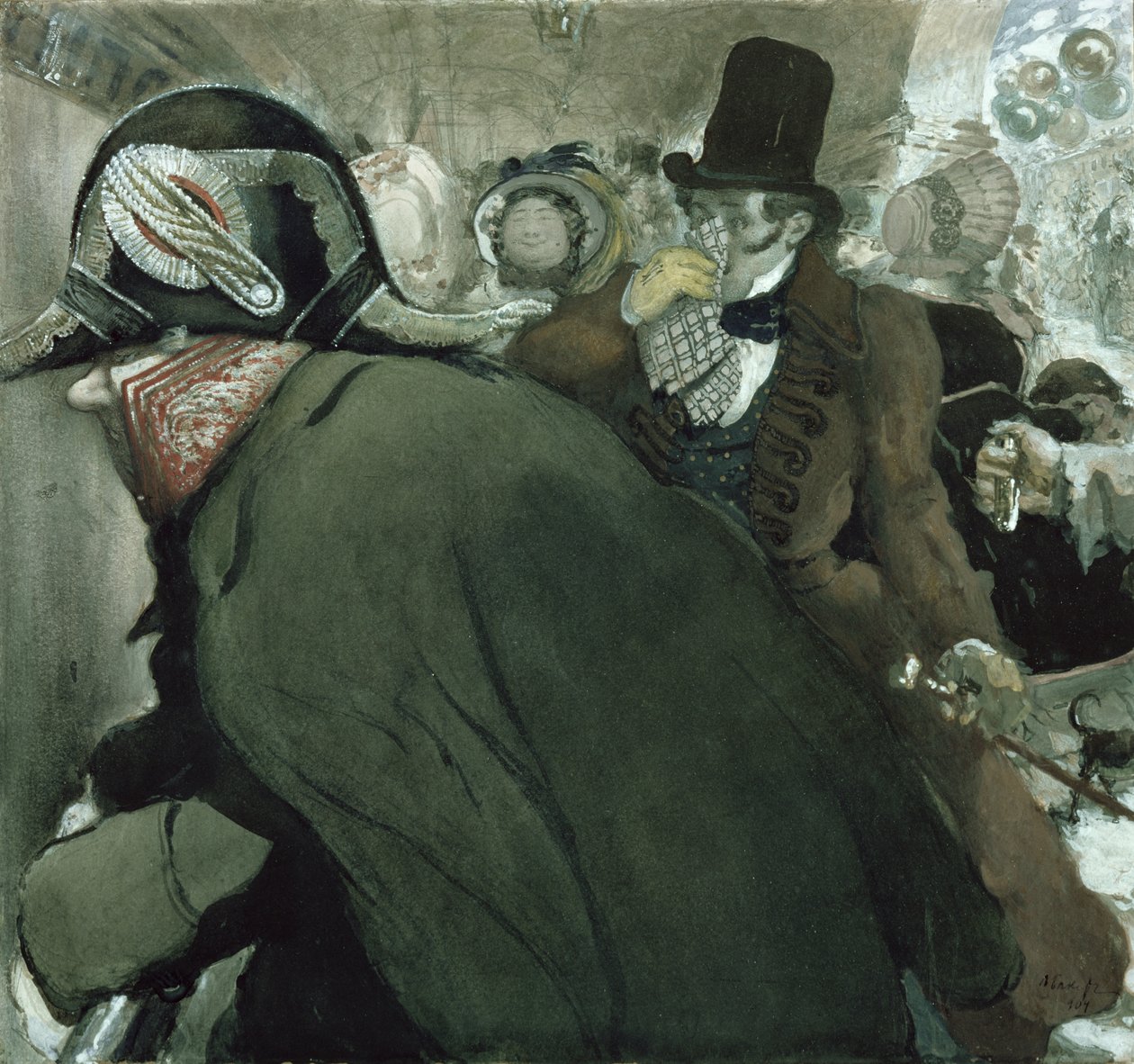 Ilustrace pro „Nos“ od Nikolaje Gogola (1809-52) 1904 (wc, kvaš, bílá barva a inkoust na papíře) od Leon Bakst