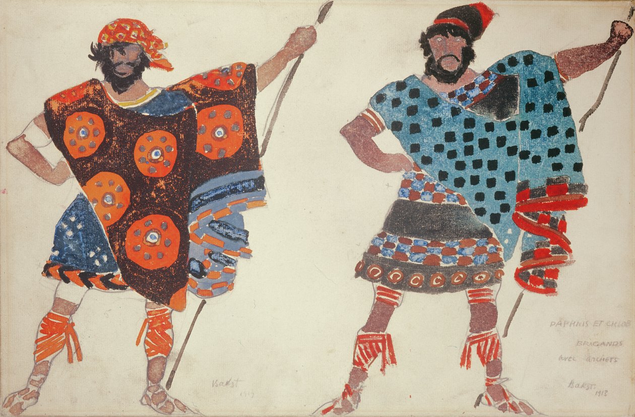 Pirátský kostýmní návrh pro Dafnis a Chloe, 1913 (akvarel na palubě) od Leon Bakst