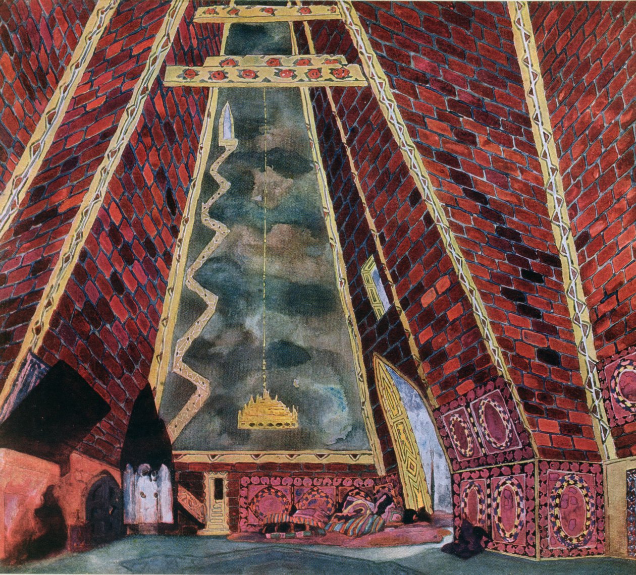 Návrh scény pro Thamar, 1912 od Leon Bakst
