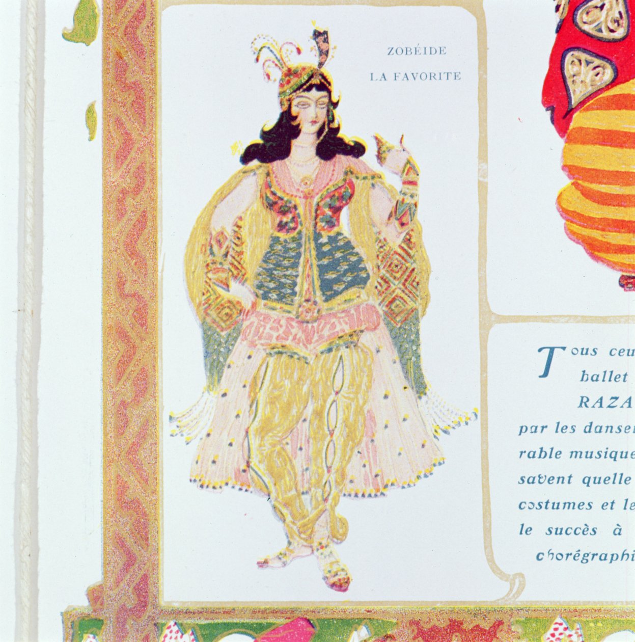 Zobeide, oblíbená konkubína a vůdkyně harému Shariar, kostýmní návrh pro Diaghilevovu inscenaci baletu „Šeherezáda“, 1910 od Leon Bakst