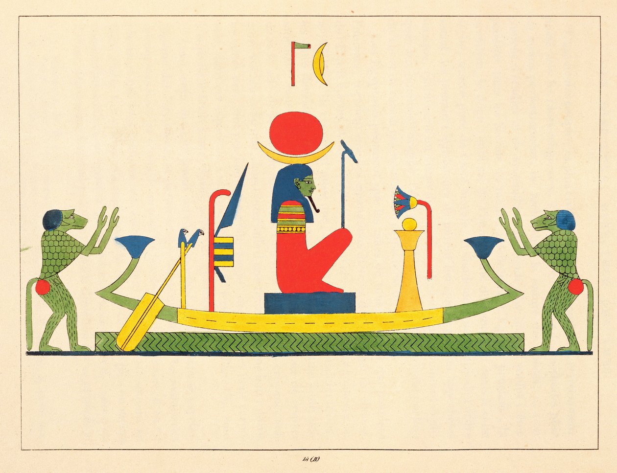 Bůh Khonsu, ilustrace z egyptského Pantheonu: sbírka des personnages mythologiques de lAncienne Egypte od Jean-Francoise Champolliona, vydaná 1823-25 od Leon Jean Joseph Dubois