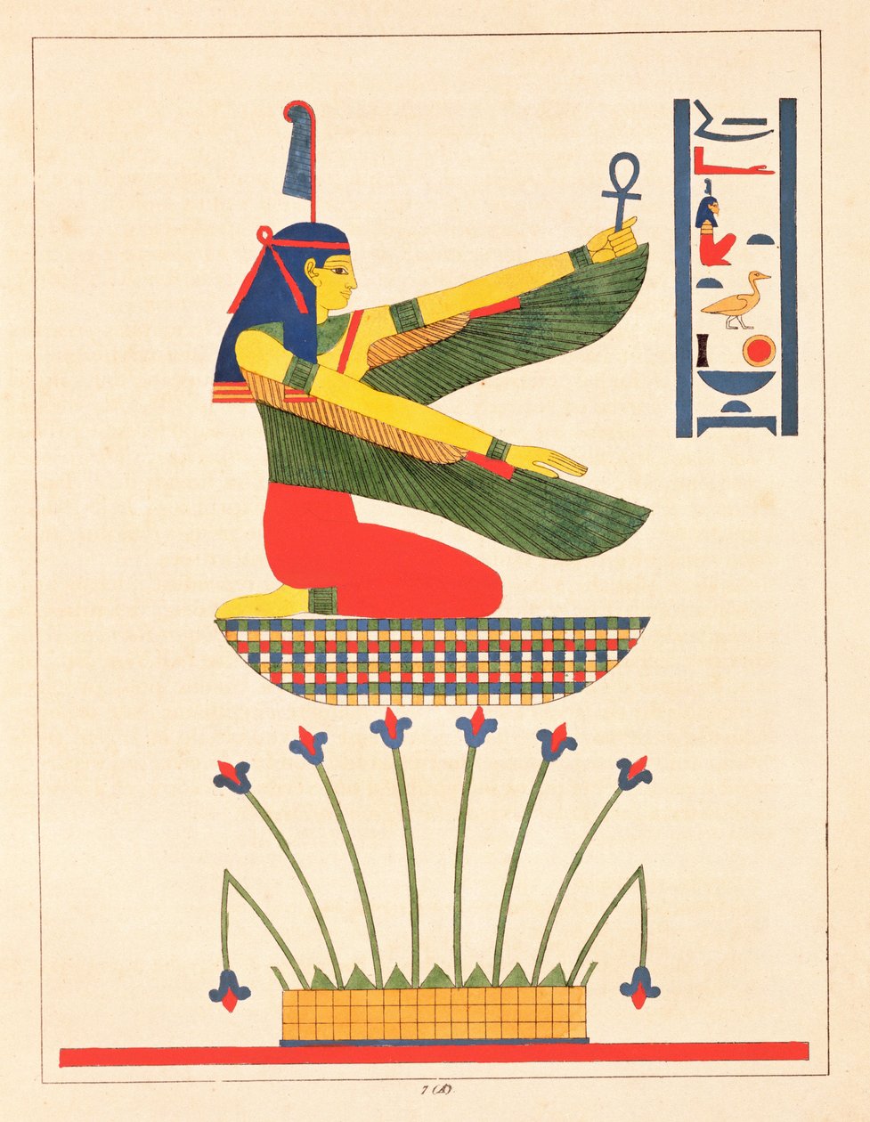 Bohyně Isis, ilustrace z egyptského Pantheonu: sbírka des personnages mythologiques de lAncienne Egypte od Jean-Francoise Champolliona, vydaná 1823-25 od Leon Jean Joseph Dubois