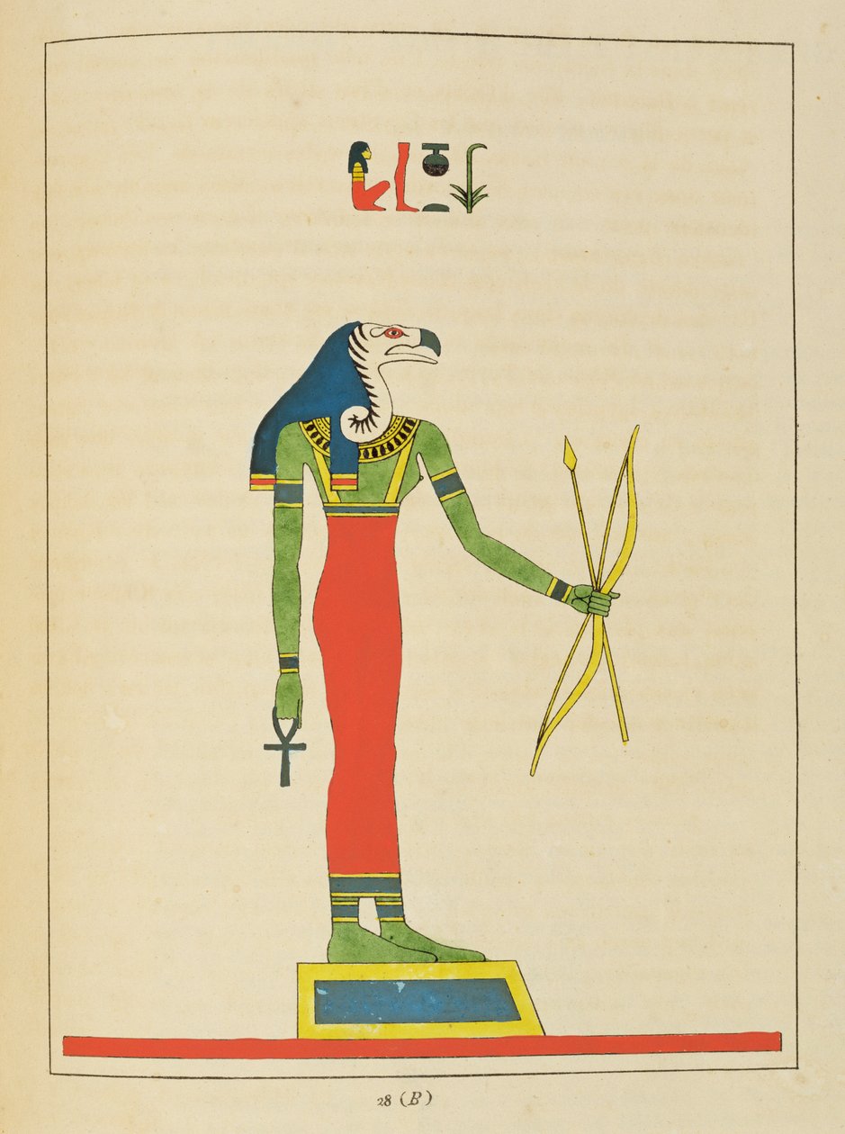 Bohyně Nekhbet, ilustrace z egyptského Pantheonu: sbírka des personnages mythologiques de lAncienne Egypte od Jean-Francoise Champolliona, vydaná 1823-25 od Leon Jean Joseph Dubois