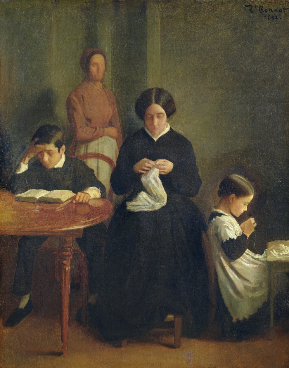 Portrét matky, bratra a sestry umělce, 1853 od Leon Joseph Florentin Bonnat